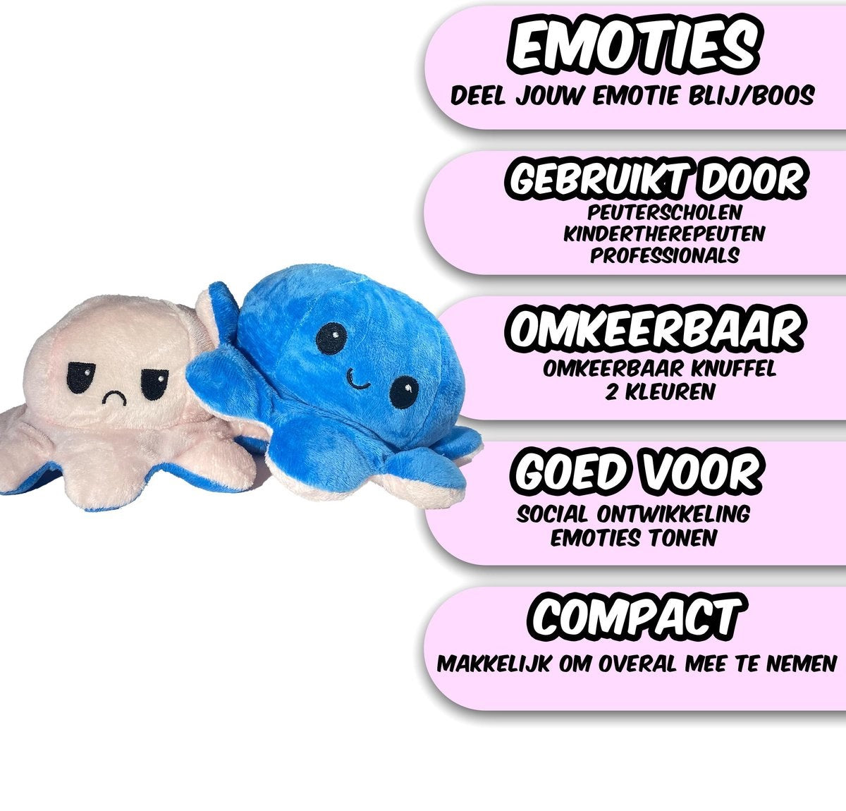 Mood Octopus Donker Blauw Roze