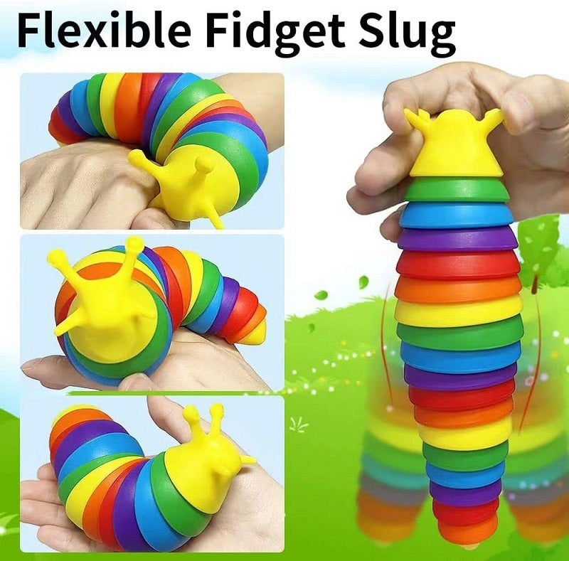 Fidget Slak Slug - 20CM - Rainbow Kleuren