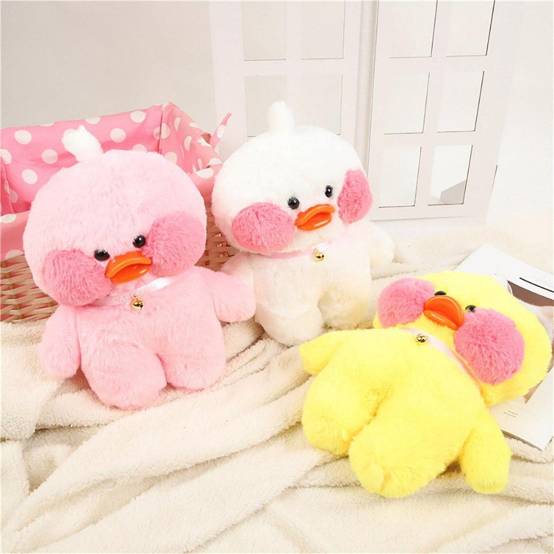 Lalafanfan - Paper Duck knuffel - 30 cm Groot - Shirt/Hoofdband/Tas/Bril/Ketting