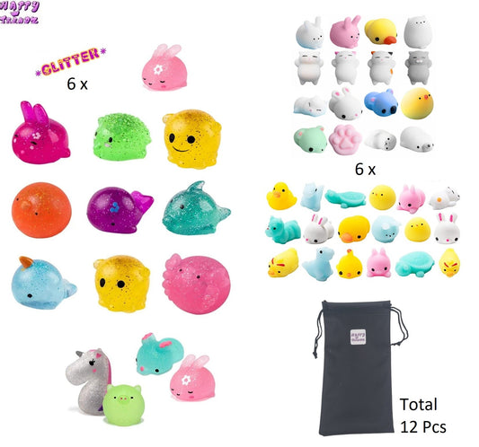 Mochi mochies squishie 12 stuks glitter en normaal