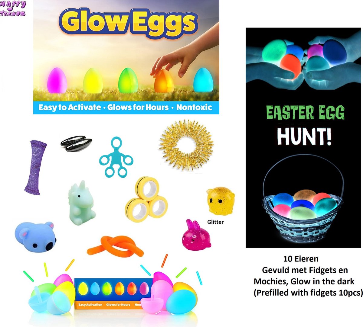Paaseieren Glow in The Dark gevuld - Mochies en Fidgets