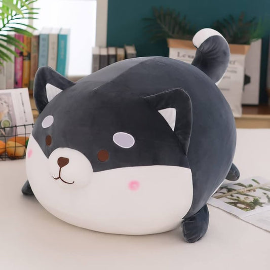 Grijze Corgi Knuffel - Zacht Shiba Inu Kussen Decoratie -  38 cm