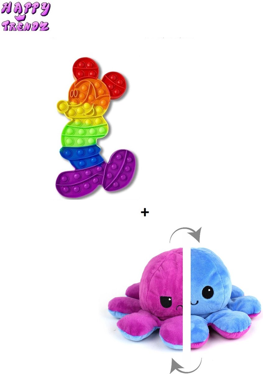 Mood Octopus Paars Blauw Blue Purple- Pop it Mouse XL Rainbow